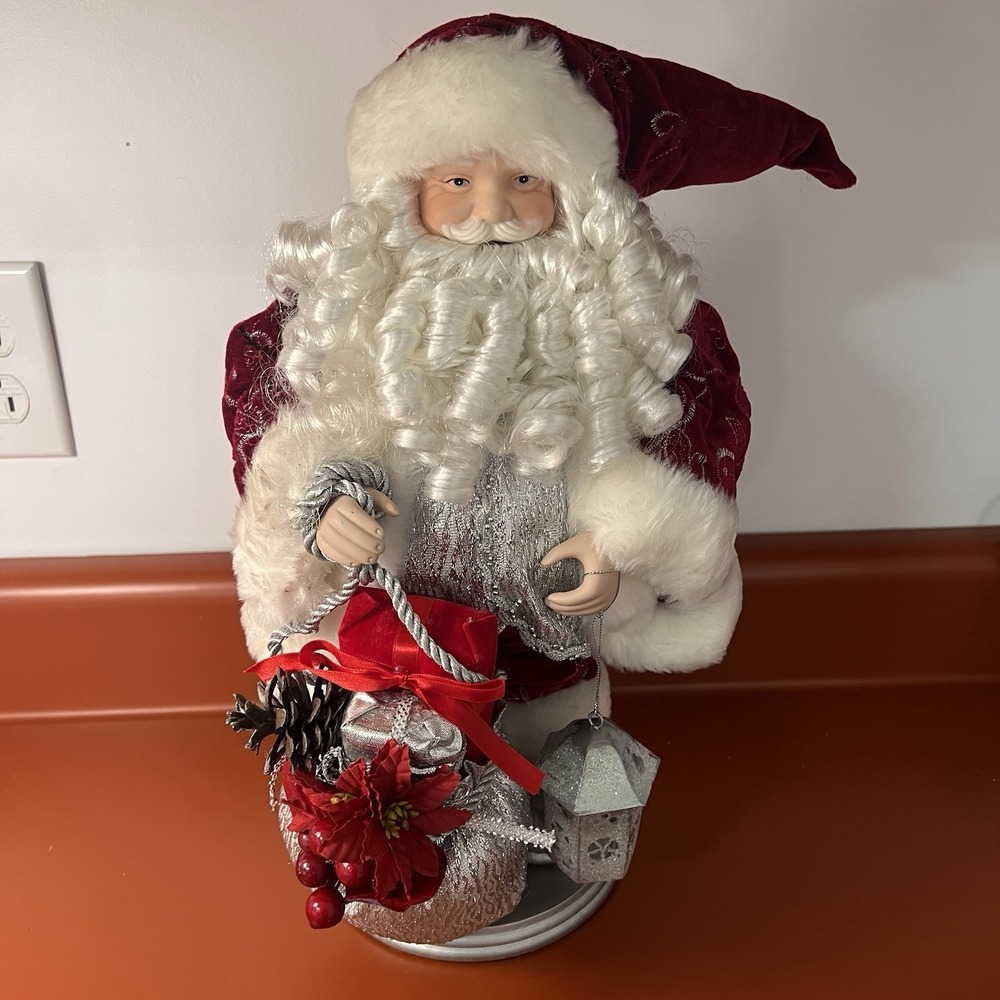 15" Tall Santa‎ Figure Christmas Doll Santa Claus Collectible Doll Porcelain